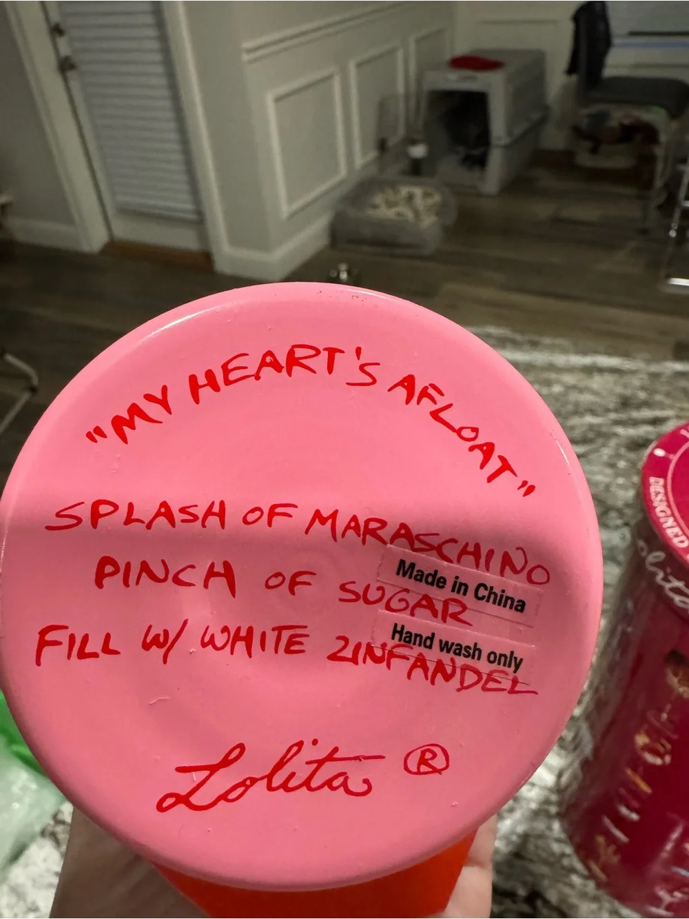 Lolita Pink and Red Hand-Painted Glass Base